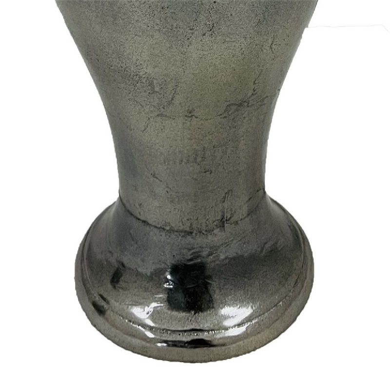 Anila Traditional Temple Jar with Dome Lid- Black Chrome Metal 17 Inch