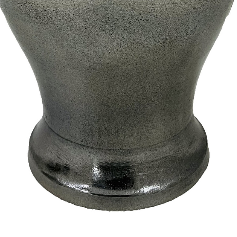 Anila Traditional Temple Jar with Dome Lid- Black Chrome Metal 21 Inch