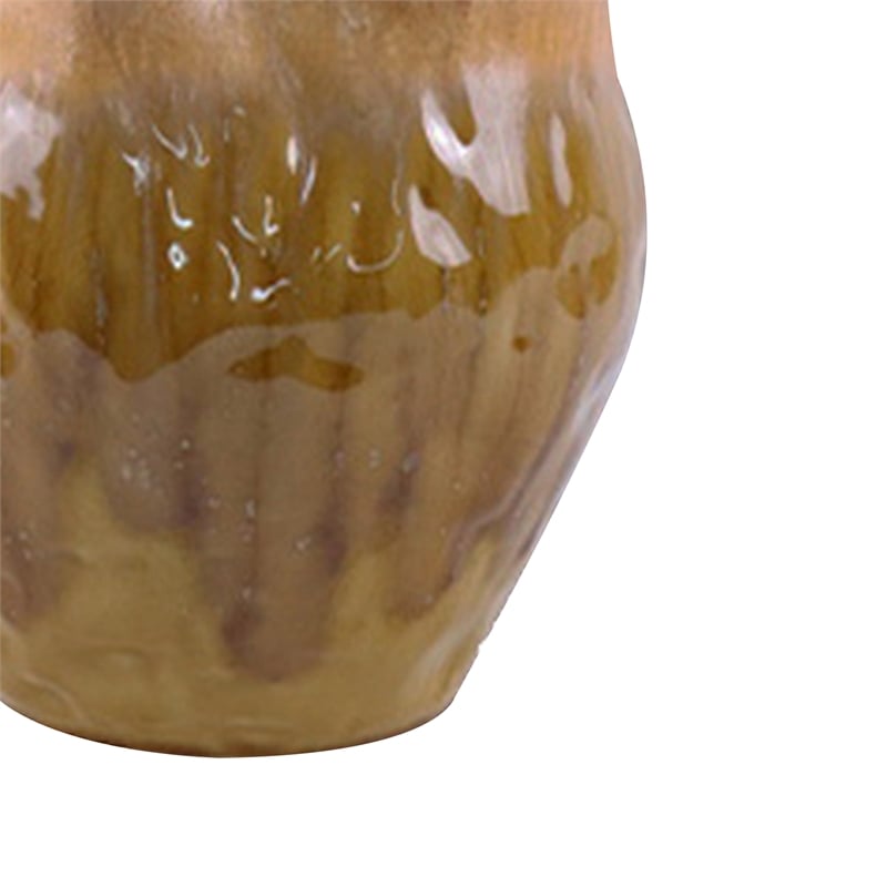 Ashly Decorative Planter with Scalloped Rim- Yellow Textured Ceramic 8 Inch
