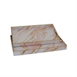 Hamza Rectangular Tray- Set of 2- Pink-Gold Marble Finish Polyurethane