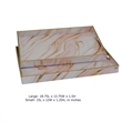 Hamza Rectangular Tray- Set of 2- Pink-Gold Marble Finish Polyurethane