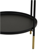 Two-Tier Round Side Table with Tray Shelves Accent- Black Metal 24 Inch