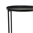 Two-Tier Round Side Table with Tray Shelves Accent- Black Metal 24 Inch