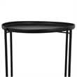 Two-Tier Round Side Table with Tray Shelves Accent- Black Metal 24 Inch