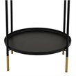 Two-Tier Round Side Table with Tray Shelves Accent- Black Metal 24 Inch
