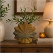 Modern Vase with Wavy Sculptural Design- Brown Textured Ceramic 12 Inch