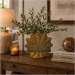 Modern Vase with Wavy Sculptural Design- Brown Textured Ceramic 12 Inch