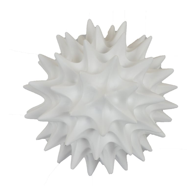 Saima Decorative Orb Sculpture with Spiked Patterns- White Resin 9 Inch