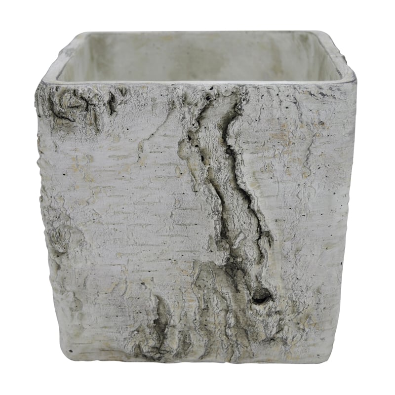 Outdoor Decorative Planter- Faux Bois Textured Terracotta- 7 Inch Gray