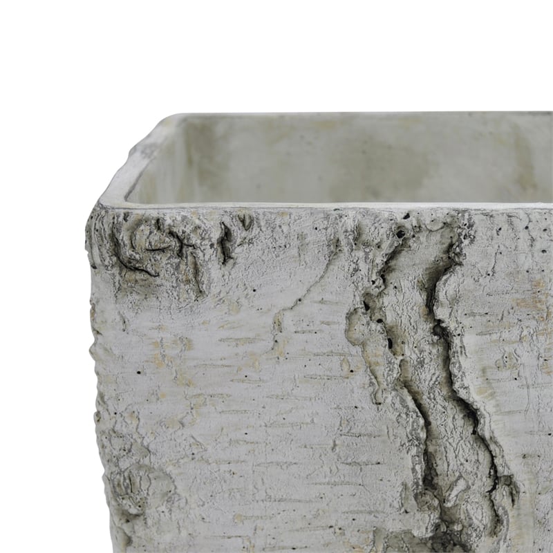 Outdoor Decorative Planter- Faux Bois Textured Terracotta- 7 Inch Gray