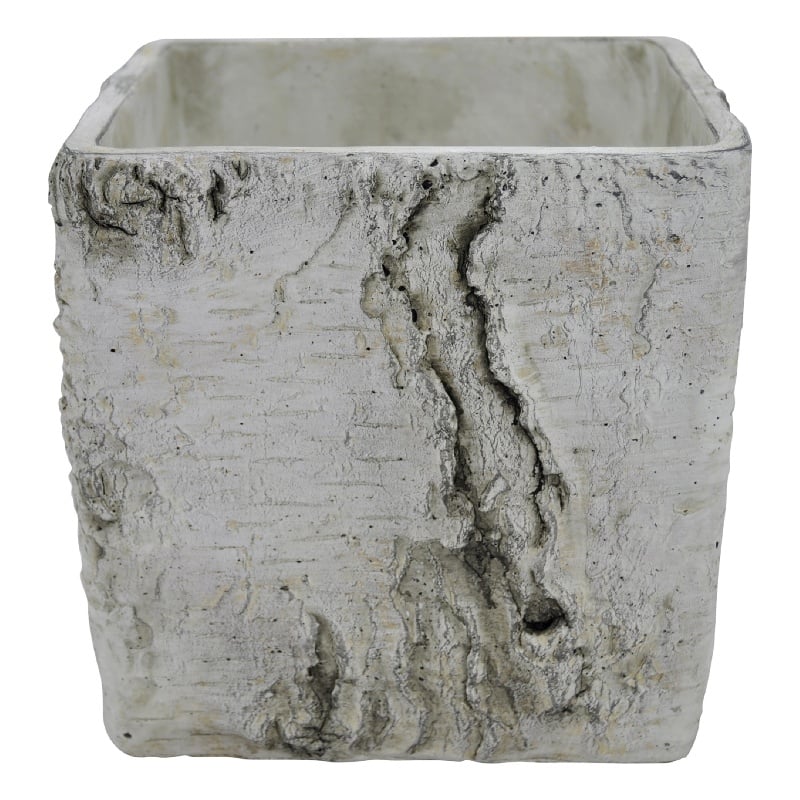 Outdoor Decorative Planter- Faux Bois Textured Terracotta- 7 Inch Gray