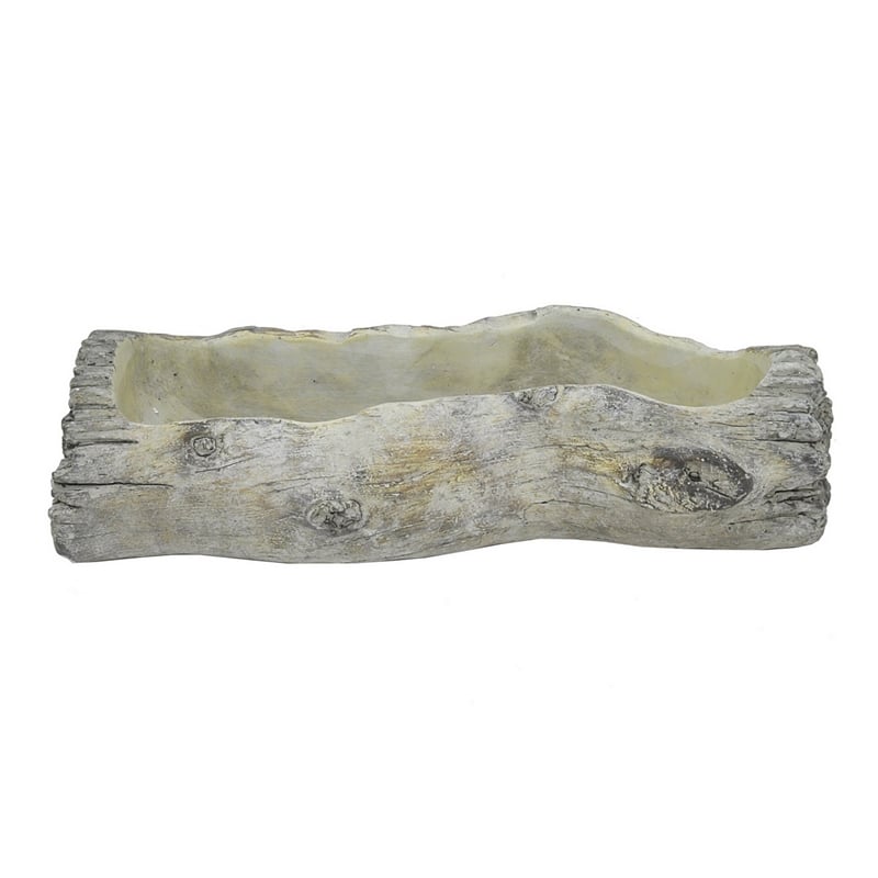 Decorative Faux Log Planter- Driftwood Style Terracotta- 13 Inch Gray