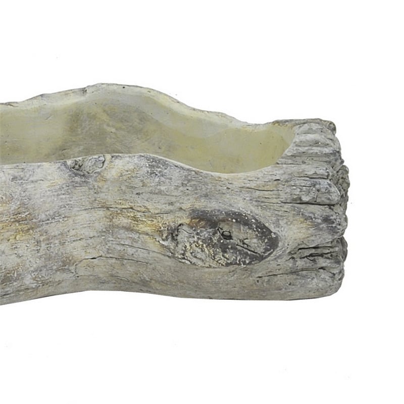 Decorative Faux Log Planter- Driftwood Style Terracotta- 13 Inch Gray