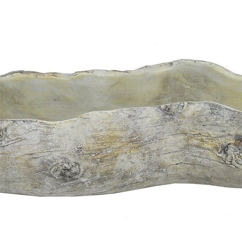 Decorative Faux Log Planter- Driftwood Style Terracotta- 13 Inch Gray