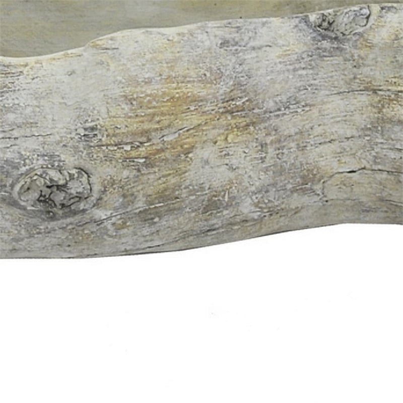 Decorative Faux Log Planter- Driftwood Style Terracotta- 13 Inch Gray