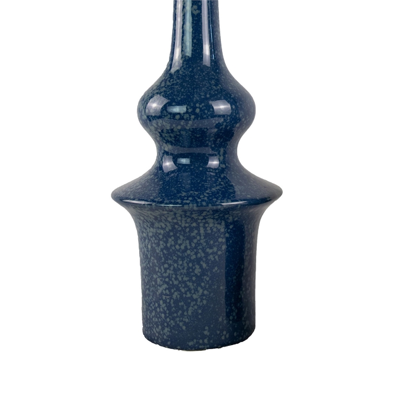 Fea Decorative Flower Vase- Narrow Mouth- Turned Blue Ceramic- 21 Inch
