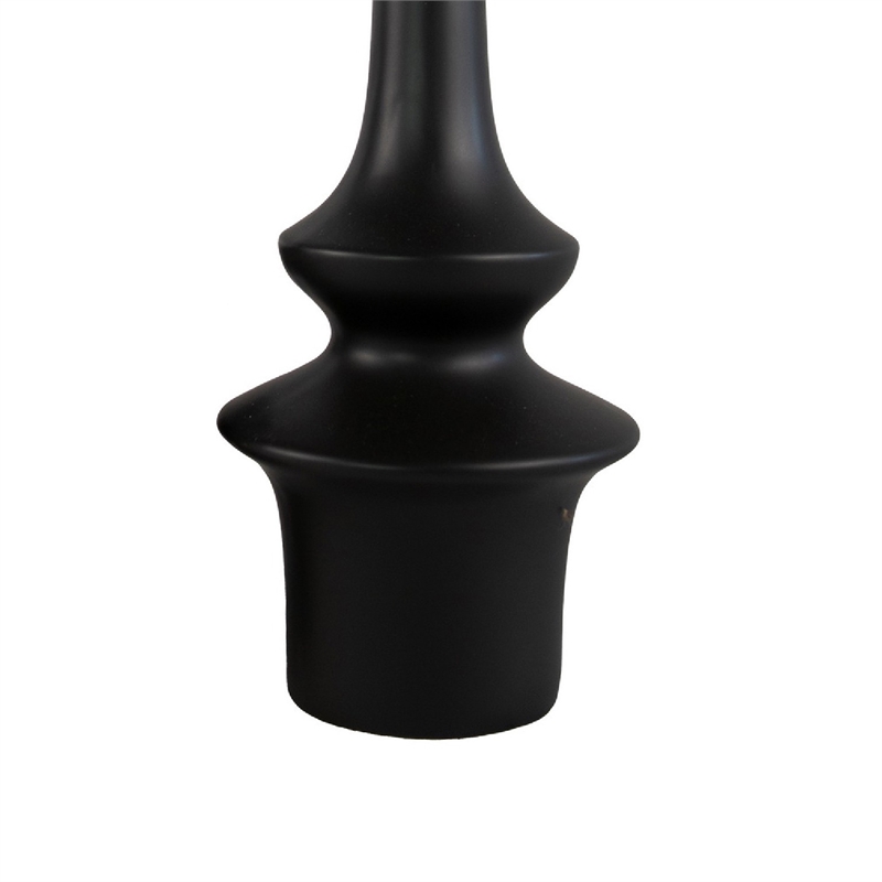Fea Decorative Flower Vase- Narrow Mouth- Turned Black Ceramic- 17 Inch