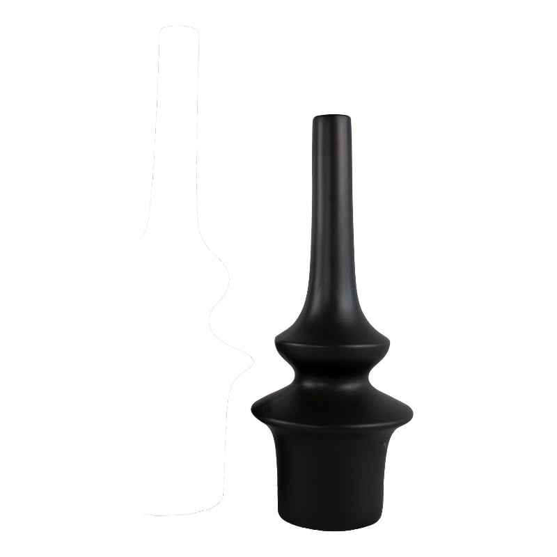 Fea Decorative Flower Vase- Narrow Mouth- Turned Black Ceramic- 17 Inch