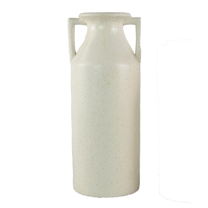 Decorative Flower Vase- Farmhouse Milk Jug Style- 17 Inch White Ceramic