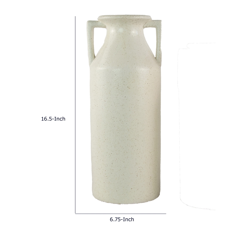 Decorative Flower Vase- Farmhouse Milk Jug Style- 17 Inch White Ceramic