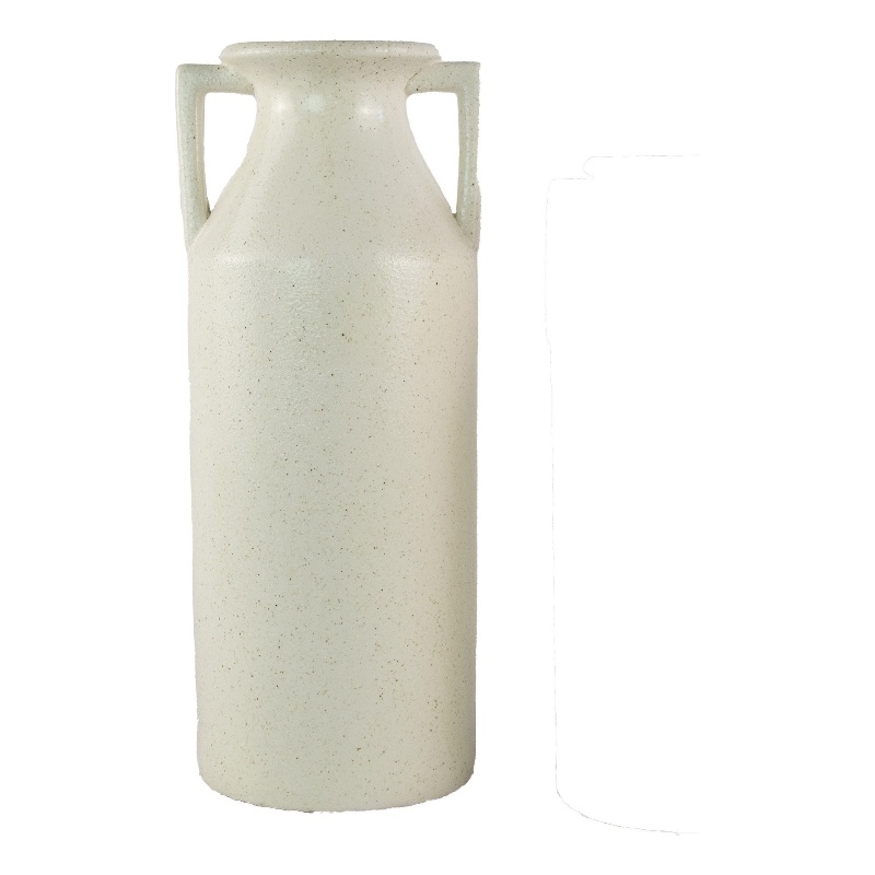 Decorative Flower Vase- Farmhouse Milk Jug Style- 17 Inch White Ceramic