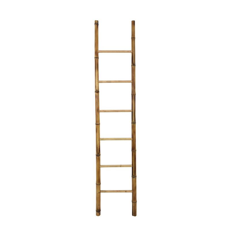Natural Bamboo Ladder- Decorative and Utility Leaning Rack- 86 Inch Brown
