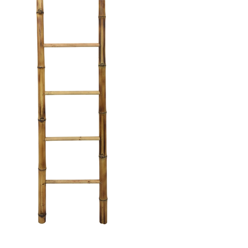 Natural Bamboo Ladder- Decorative and Utility Leaning Rack- 86 Inch Brown