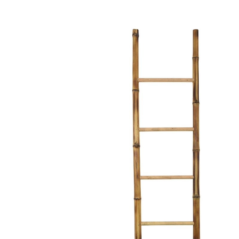 Natural Bamboo Ladder- Decorative and Utility Leaning Rack- 86 Inch Brown