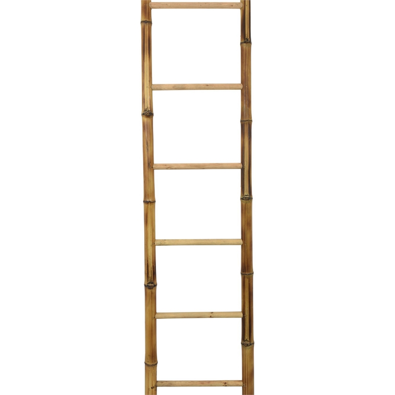 Natural Bamboo Ladder- Decorative and Utility Leaning Rack- 86 Inch Brown