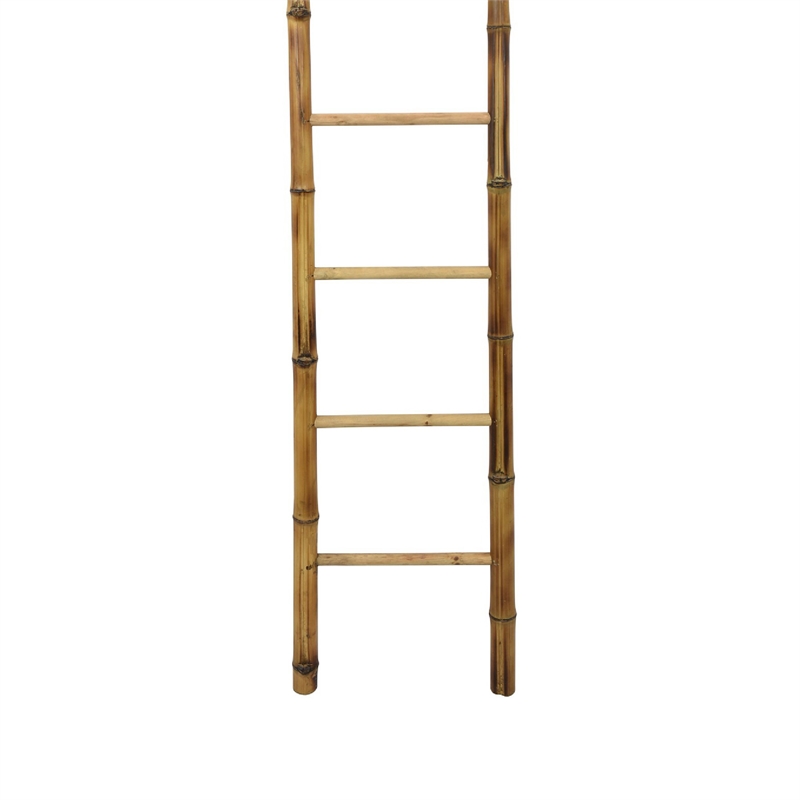 Natural Bamboo Ladder- Decorative and Utility Leaning Rack- 86 Inch Brown