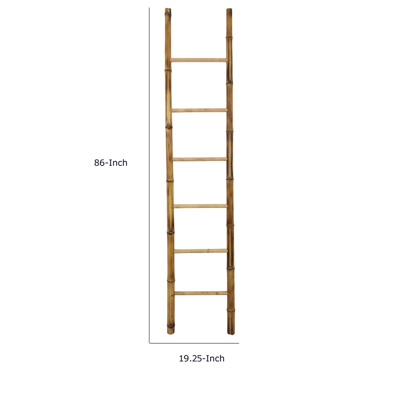 Natural Bamboo Ladder- Decorative and Utility Leaning Rack- 86 Inch Brown
