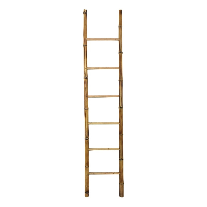 Natural Bamboo Ladder- Decorative and Utility Leaning Rack- 86 Inch Brown