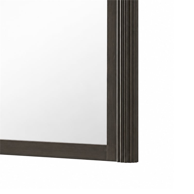Lim Dresser Mirror- Dark Walnut Brown- Faux Marble- 39x45 Fluted Frame