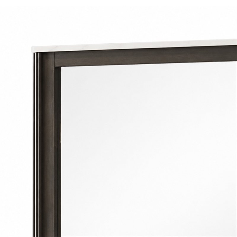 Lim Dresser Mirror- Dark Walnut Brown- Faux Marble- 39x45 Fluted Frame