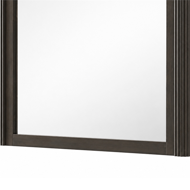 Lim Dresser Mirror- Dark Walnut Brown- Faux Marble- 39x45 Fluted Frame