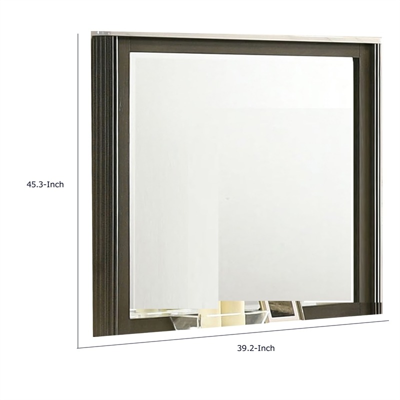 Lim Dresser Mirror- Dark Walnut Brown- Faux Marble- 39x45 Fluted Frame
