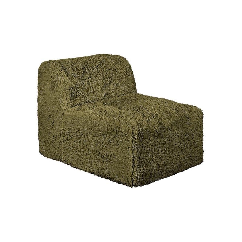 Appi Modular Armless Chair- Compressed Foam Fill Olive Green Faux Fur