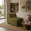 Appi Modular Armless Chair- Compressed Foam Fill Olive Green Faux Fur