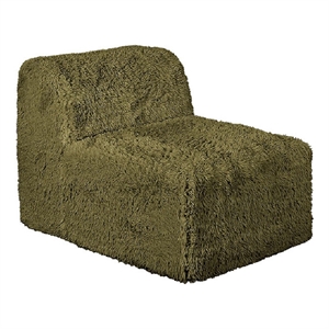 Appi Modular Armless Chair- Compressed Foam Fill Olive Green Faux Fur