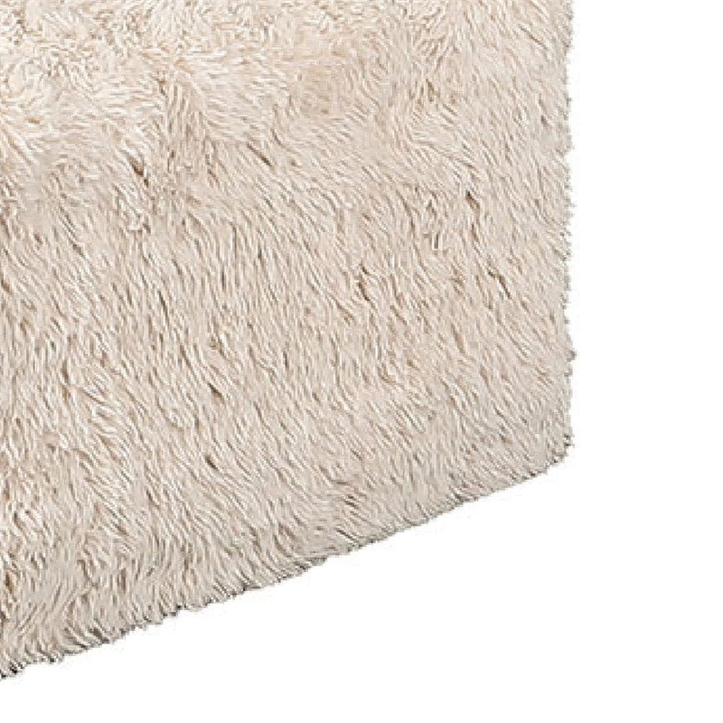 Appi Modular Square Ottoman- Compressed Foam- Sand Beige Faux Fur 27 Inch
