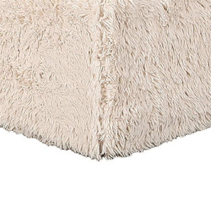 Appi Modular Square Ottoman- Compressed Foam- Sand Beige Faux Fur 27 Inch