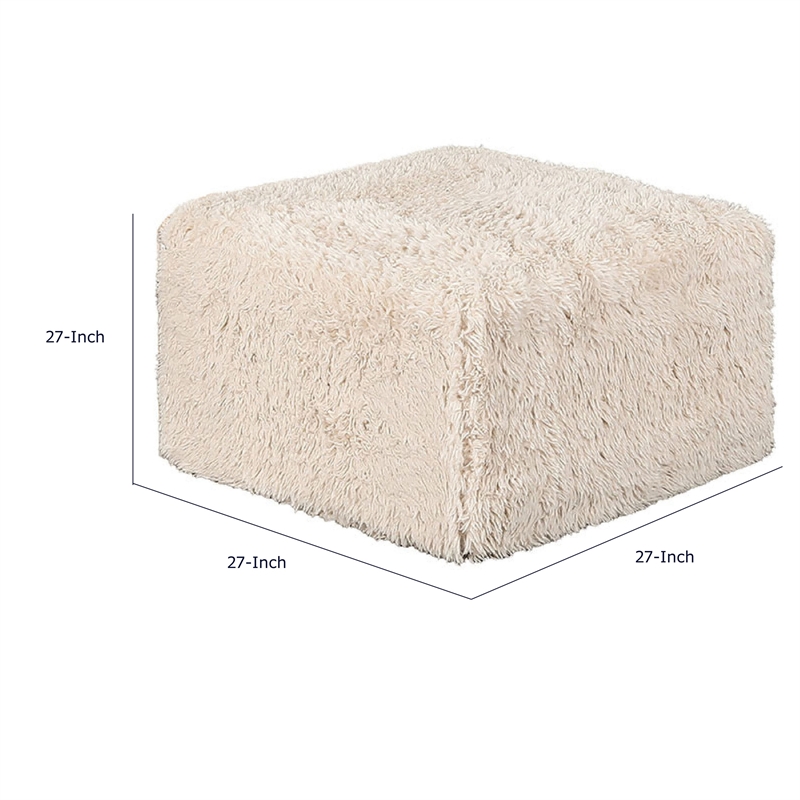 Appi Modular Square Ottoman- Compressed Foam- Sand Beige Faux Fur 27 Inch