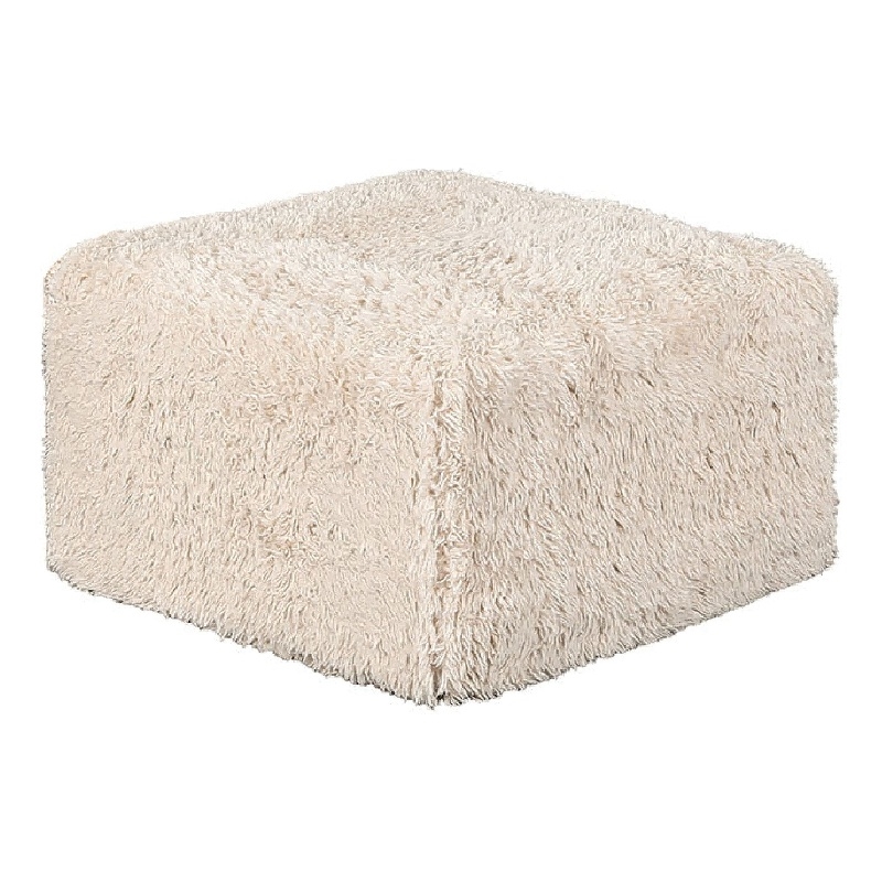 Appi Modular Square Ottoman- Compressed Foam- Sand Beige Faux Fur 27 Inch
