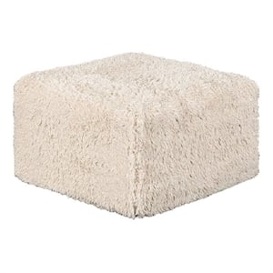Appi Modular Square Ottoman- Compressed Foam- Sand Beige Faux Fur 27 Inch