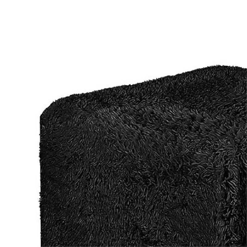 Appi Modular Square Ottoman- Compressed Foam- Black Faux Fur 27 Inch