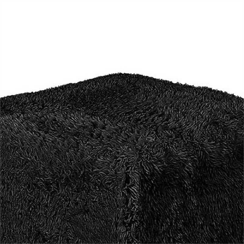 Appi Modular Square Ottoman- Compressed Foam- Black Faux Fur 27 Inch