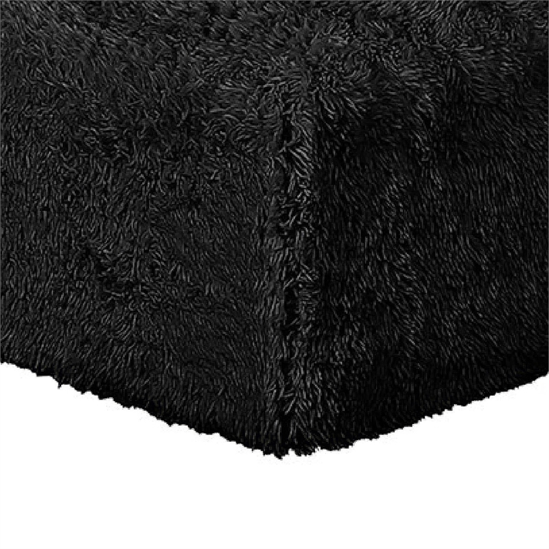 Appi Modular Square Ottoman- Compressed Foam- Black Faux Fur 27 Inch