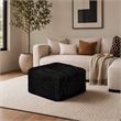Appi Modular Square Ottoman- Compressed Foam- Black Faux Fur 27 Inch