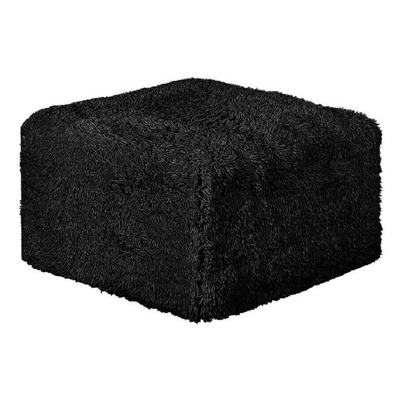 Appi Modular Square Ottoman- Compressed Foam- Black Faux Fur 27 Inch