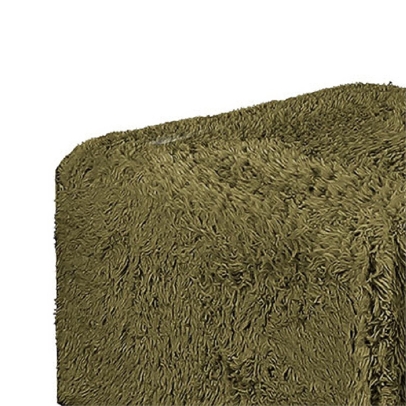 Appi Modular Square Ottoman- Compressed Foam- Olive Green Faux Fur 27 Inch